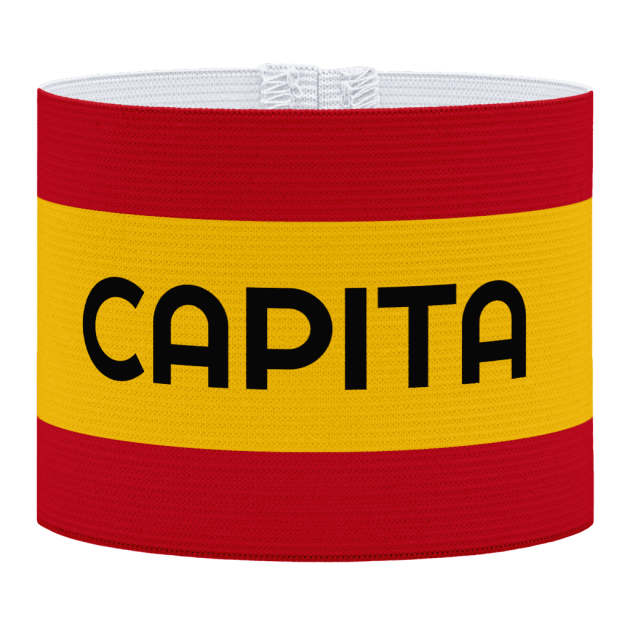 capita aanvoerdersband, Spaanse aanvoerdersband, aanvoerdersband in het Spaans, voetbal, Aanvoerdersband, captain armband specialist, de aanvoerdersband specialist, hockey, volleybal, met klittenband aansluiting, met standaard stiknaad, gepersonaliseerde aanvoerdersband, aanvoerdersband kopen, aanvoerdersband ontwerpen, aanvoerdersband bedrukken