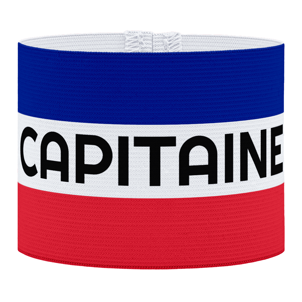 Capitaine aanvoerdersband, Franse aanvoerdersband, aanvoerdersband in het Frans, voetbal, Aanvoerdersband, captain armband specialist, de aanvoerdersband specialist, hockey, volleybal, met klittenband aansluiting, met standaard stiknaad, gepersonaliseerde aanvoerdersband, aanvoerdersband kopen, aanvoerdersband ontwerpen, aanvoerdersband bedrukken