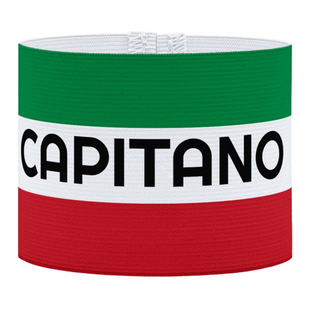 Capitano aanvoerdersband, Italiaanse aanvoerdersband, aanvoerdersband in het Italiaans , voetbal, Aanvoerdersband, captain armband specialist, de aanvoerdersband specialist, hockey, volleybal, met klittenband aansluiting, met standaard stiknaad, gepersonaliseerde aanvoerdersband, aanvoerdersband kopen, aanvoerdersband ontwerpen, aanvoerdersband bedrukken